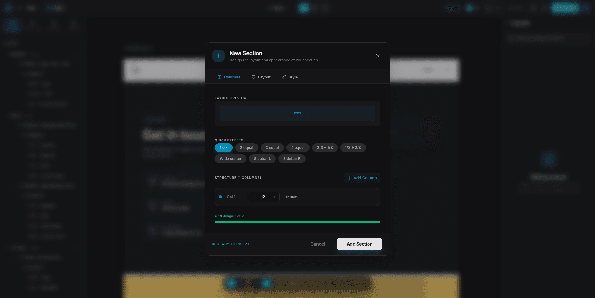 Add Section Modal