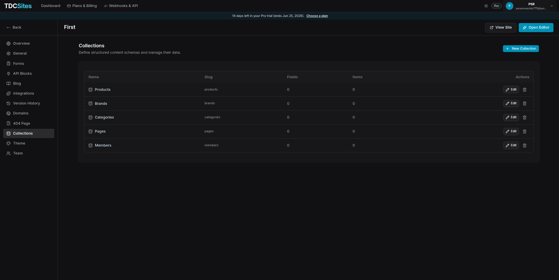 Collections CMS Dashboard