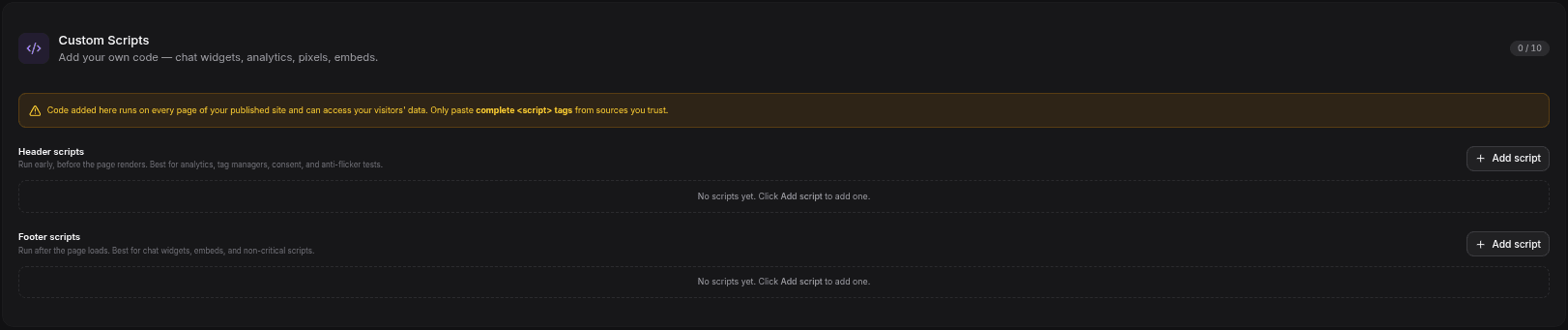 Custom Scripts Configuration