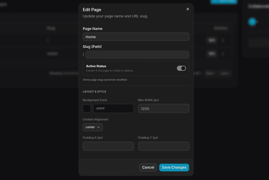 Edit Page Dialog