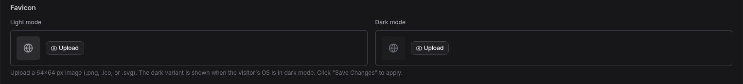 Favicon Upload Settings