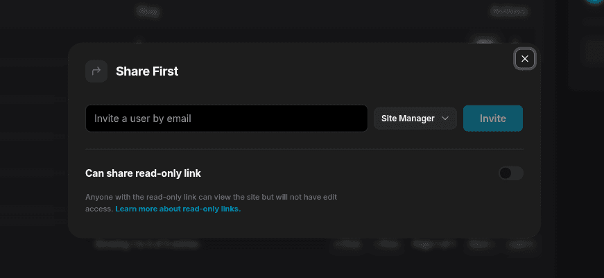 Share Site Dialog