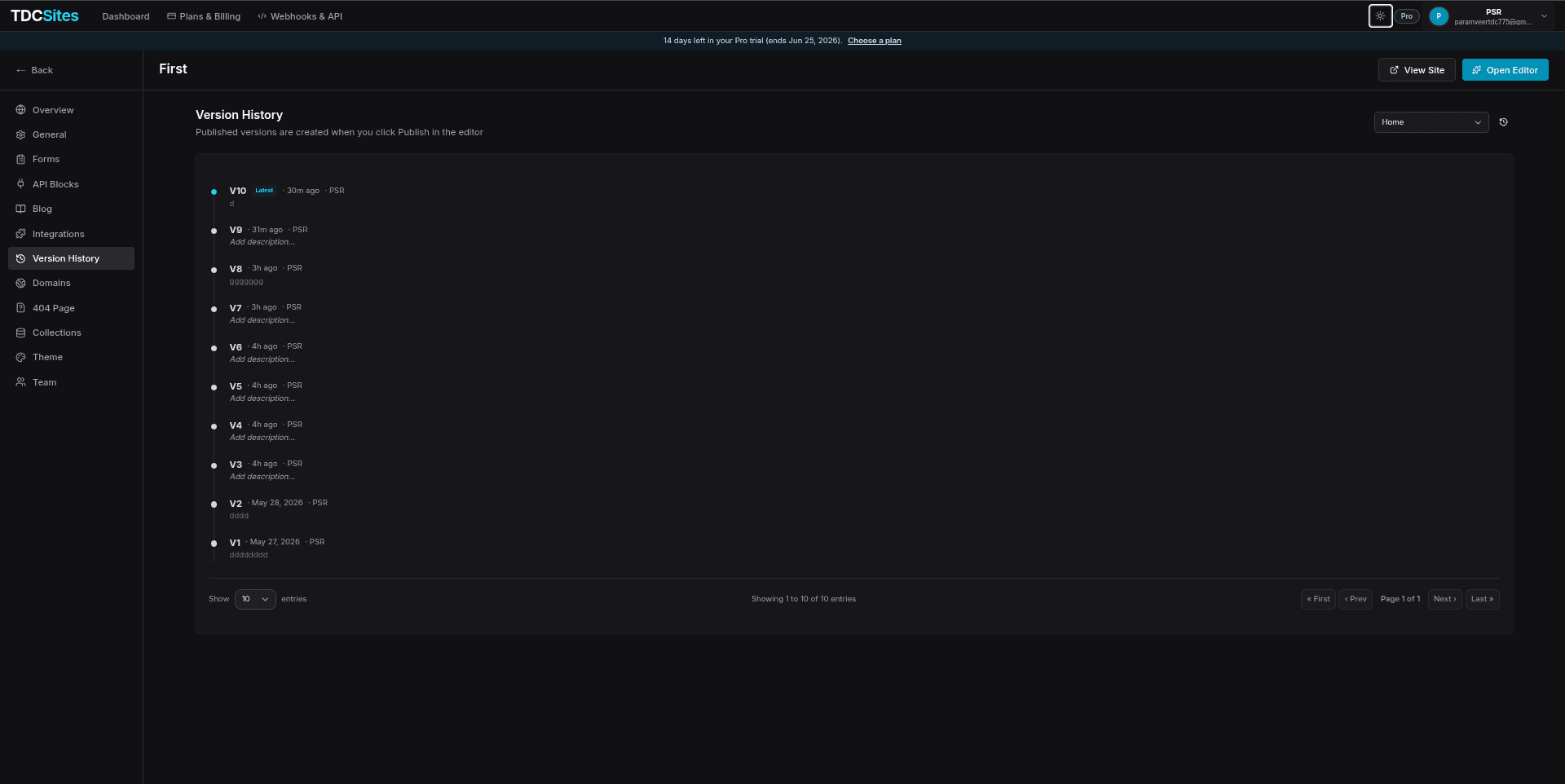 Version History Timeline
