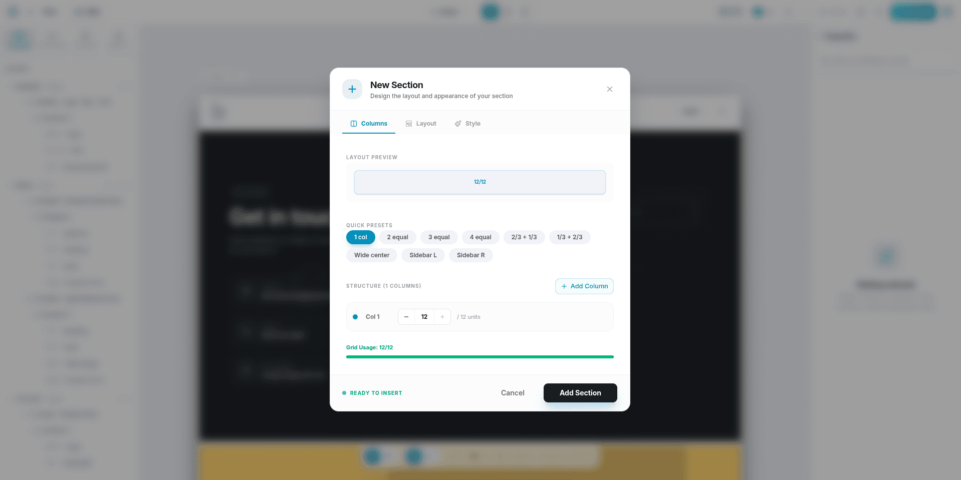 Add Section Modal