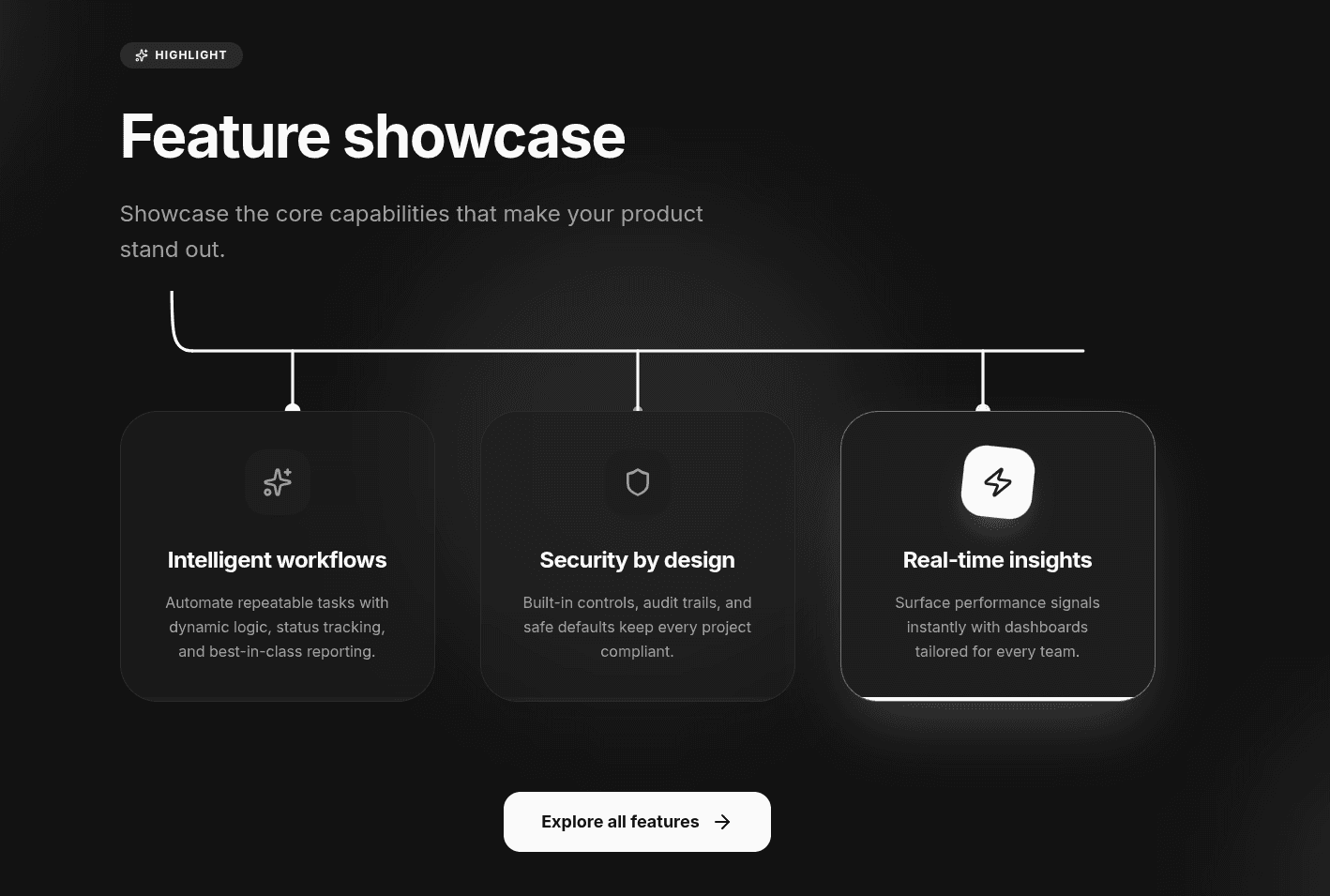 Feature · Animated showcase bridge