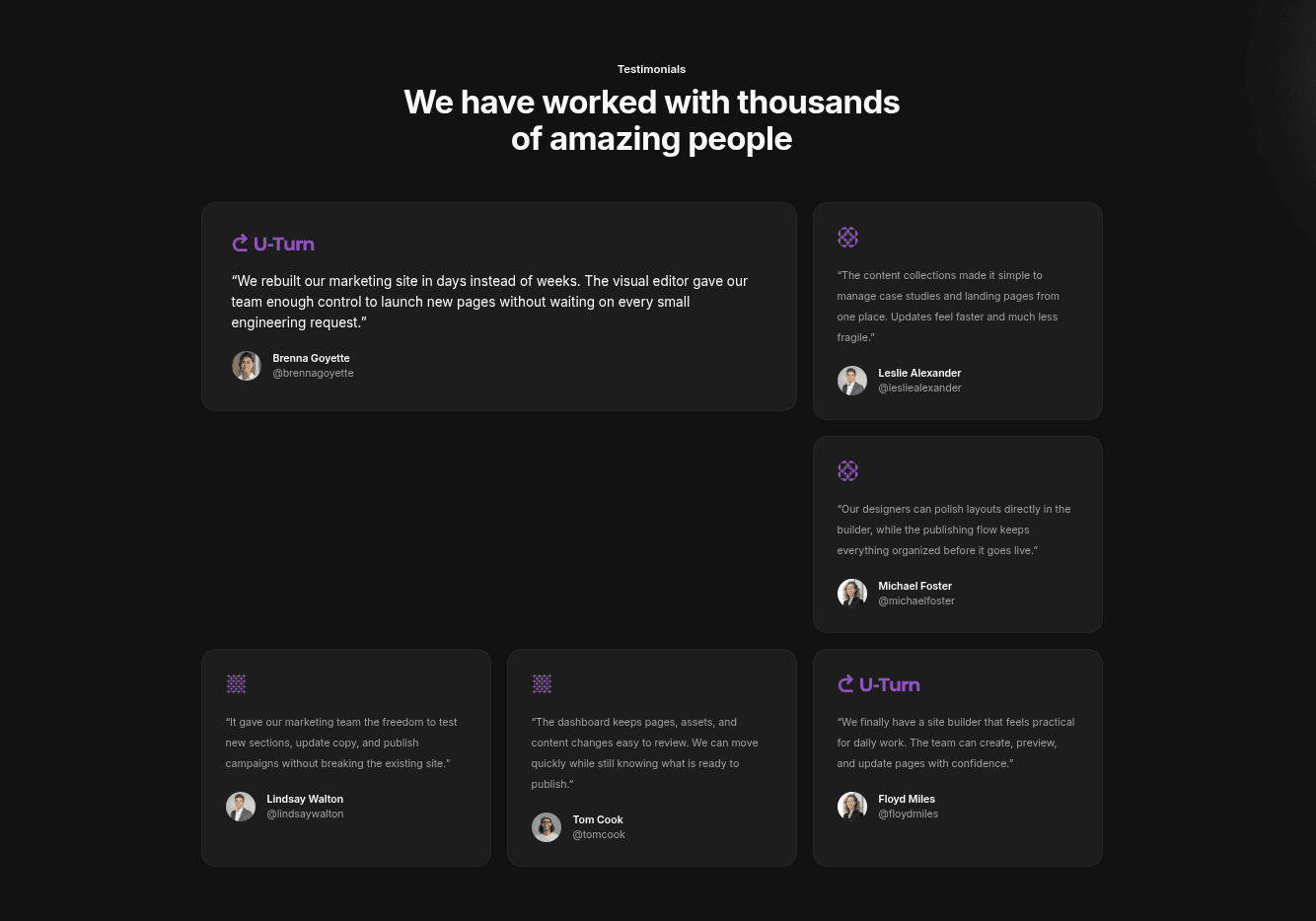 Testimonial · Subtle grid (featured)